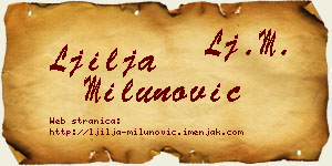 Ljilja Milunović vizit kartica